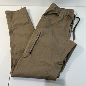 BYLT Premium Basics Mens Pants Sz L Drawstring Elastic Waist Tan Cargo Gorp Tech